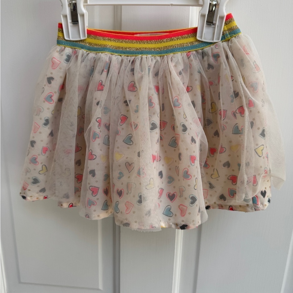 NWOT Epic Threads 3T Girls White Tulle  Heart Polka Dot Skirt